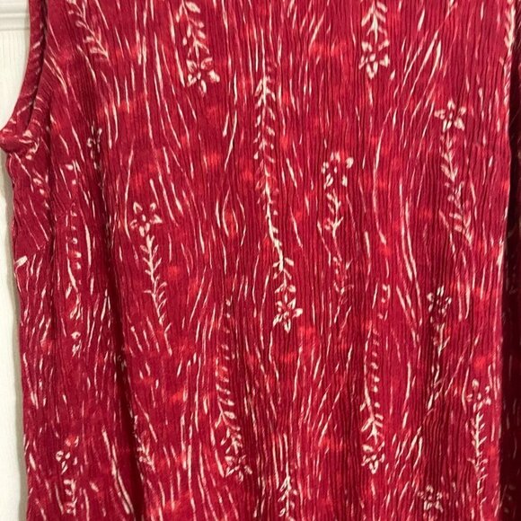 Vintage John Paul Richard Womens Red Sleeveless Floral Crepe Shift Dress Medium - Picture 3 of 6